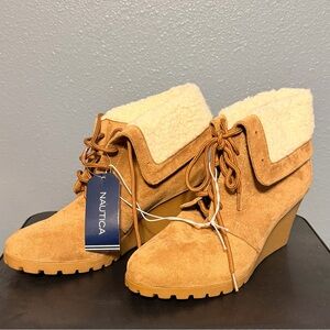Nautica Tan Suede Wedge Boots
